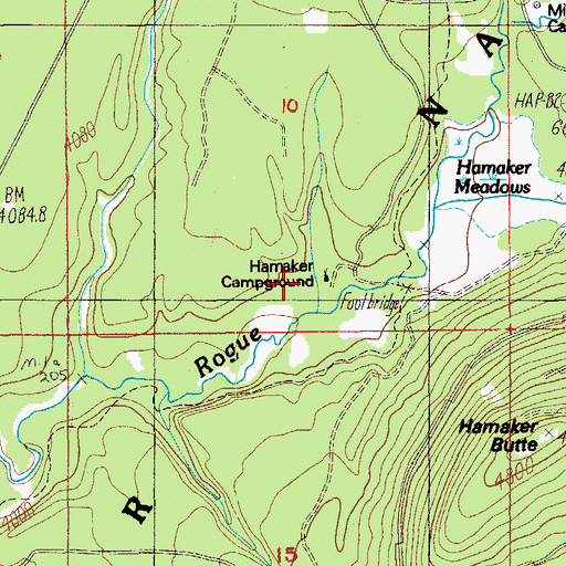 Topographic Map of Hamaker Recreation Site, OR