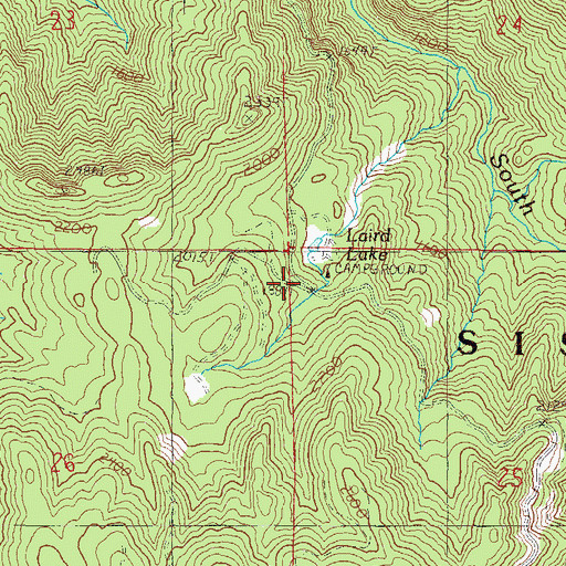 Topographic Map of Laird Lake Recreation Site, OR