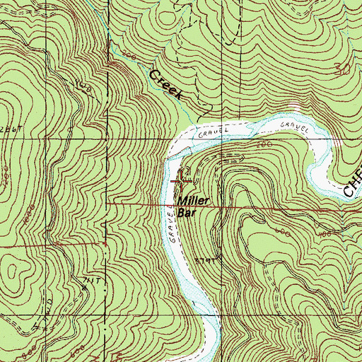 Topographic Map of Miller Bar Recreation Site, OR