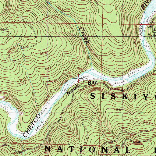 Topographic Map of Nook Bar Recreation Site, OR