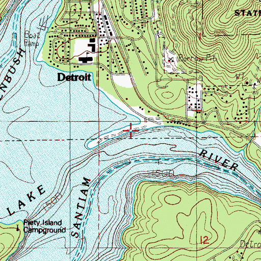 Topographic Map of Detroit Flats Recreation Site, OR