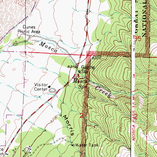 Topographic Map of Mosca Spring, CO