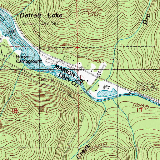 Topographic Map of Santiam Flats Recreation Site, OR