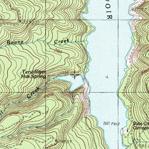 Topographic Map of Terwilliger Hot Springs Recreation Site, OR