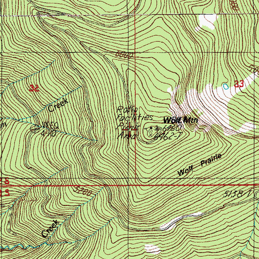Topographic Map of Wolf Mountain Recreation Site, OR
