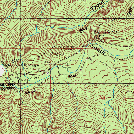 Topographic Map of Yukwah Recreation Site, OR