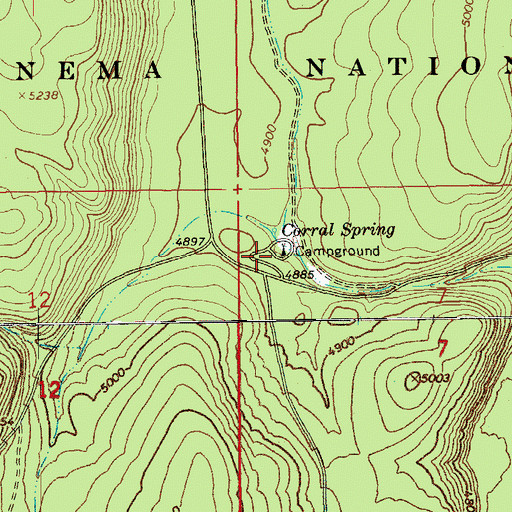 Topographic Map of Corral Springs Recreation Site, OR
