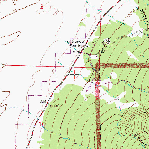 Topographic Map of Evans Gulch, CO