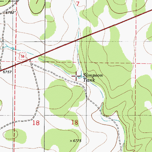 Topographic Map of Simpson Tank, NM