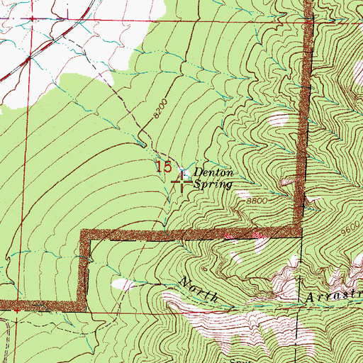 Topographic Map of Denton Spring, CO