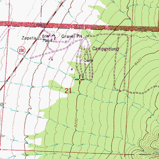 Topographic Map of Tellurium Gulch, CO