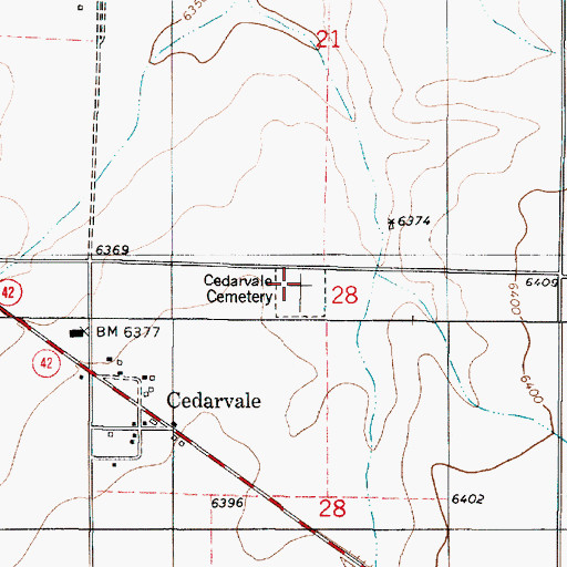 Topographic Map of Cedarvale Cemetery, NM