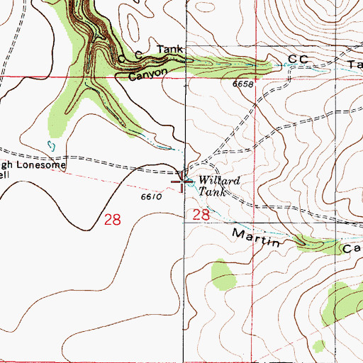 Topographic Map of Willard Tank, NM
