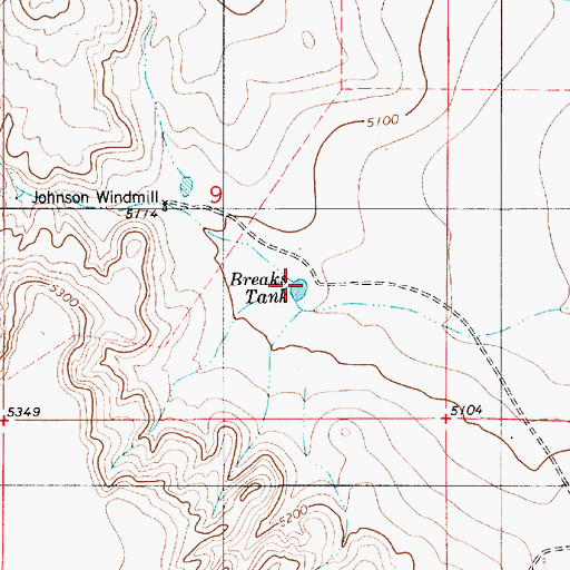 Topographic Map of Breaks Tank, NM