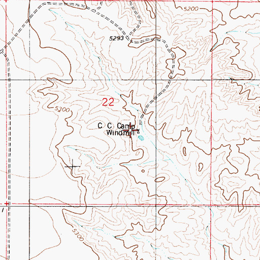 Topographic Map of C C Camp Windmill, NM