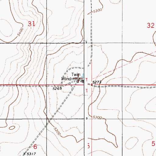Topographic Map of Twin Windmills, NM