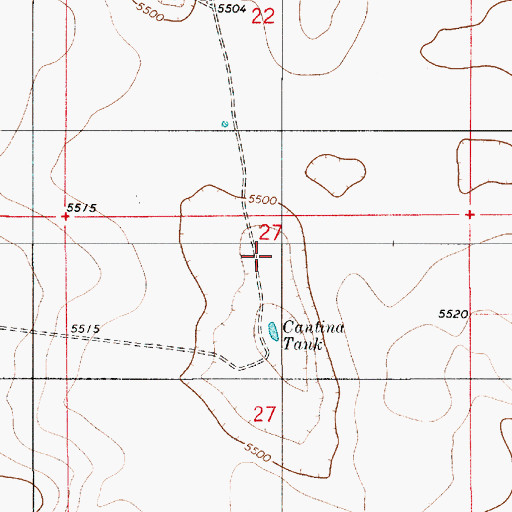 Topographic Map of Cantina Tank, NM