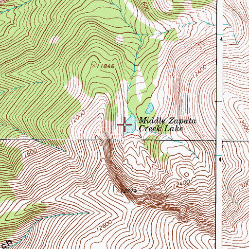 Topographic Map of Middle Zapata Creek Lake, CO
