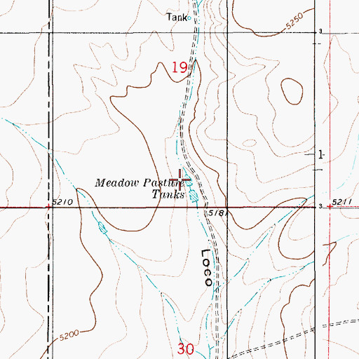 Topographic Map of Meadow Pasture Tanks, NM