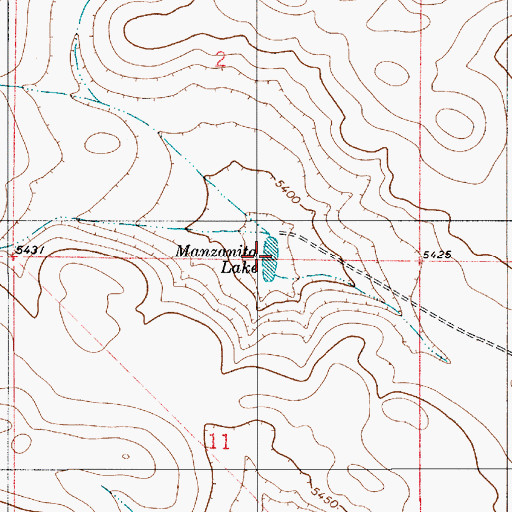 Topographic Map of Manzanita Lake, NM