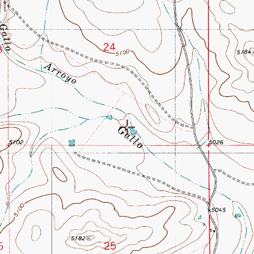 Topographic Map of Cola del Gallo Arroyo, NM