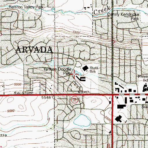 Topographic Map of Yankee Doodle Park, CO