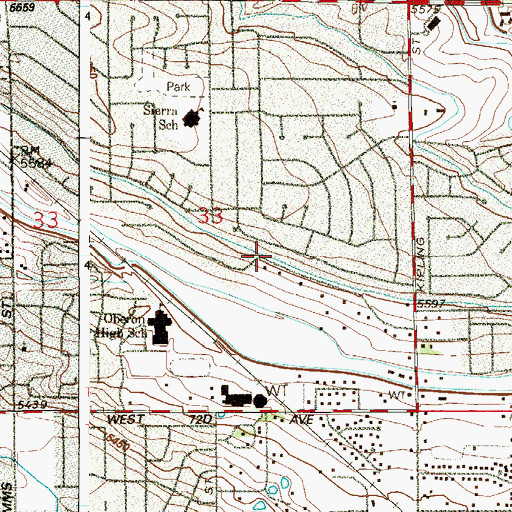 Topographic Map of Oak Park, CO