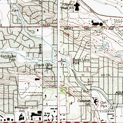 Topographic Map of Davis Lane Park, CO