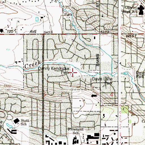 Topographic Map of Danny Kendricks Park, CO