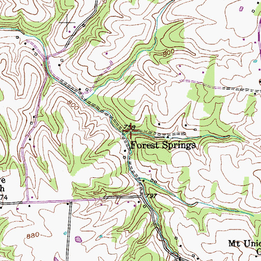Topographic Map of Forest Springs Post Office (historical), KY