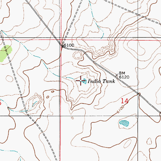 Topographic Map of Indio Tank, NM