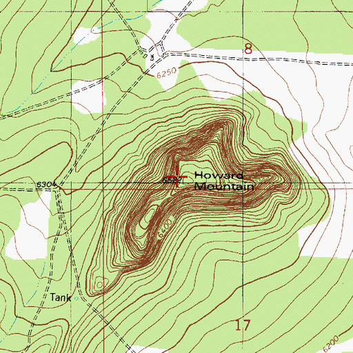 Topographic Map of Howard Mountain, NM
