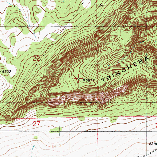 Topographic Map of Trinchera Mesa, NM