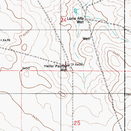 Topographic Map of Heifer Pature Well, NM