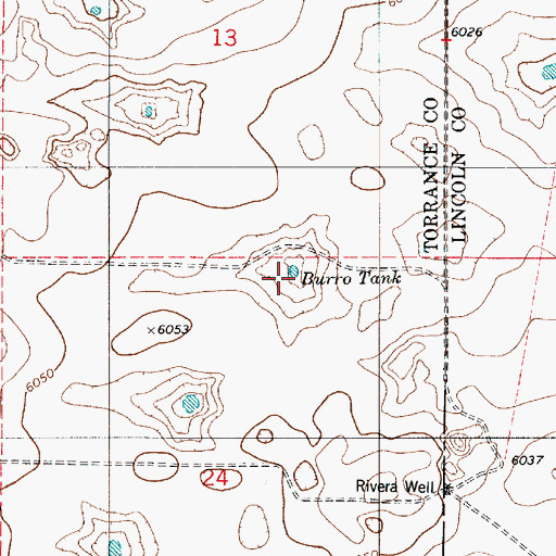 Topographic Map of Burro Tank, NM