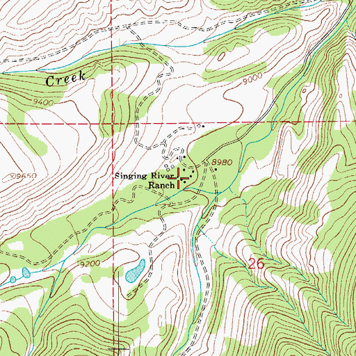 Topographic Map of Singing River Ranch, CO
