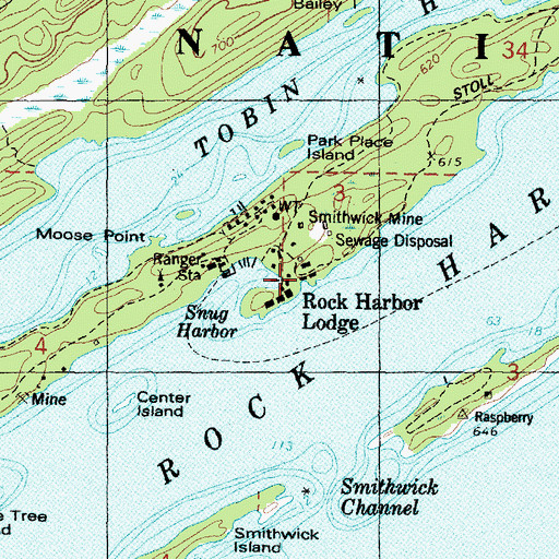 Topographic Map of Rock Harbor Post Office (historical), MI