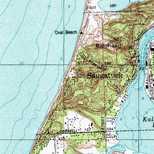 Topographic Map of Camp Grey Post Office (historical), MI
