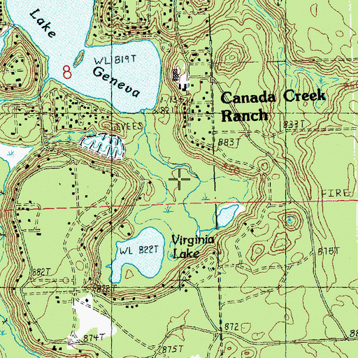 Topographic Map of Canada Creek Post Office (historical), MI