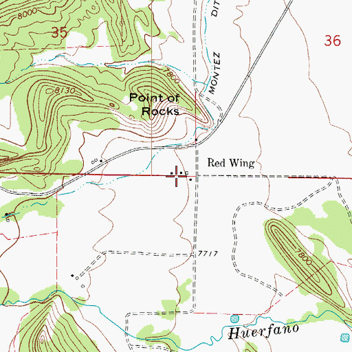 Topographic Map of Red Wing, CO