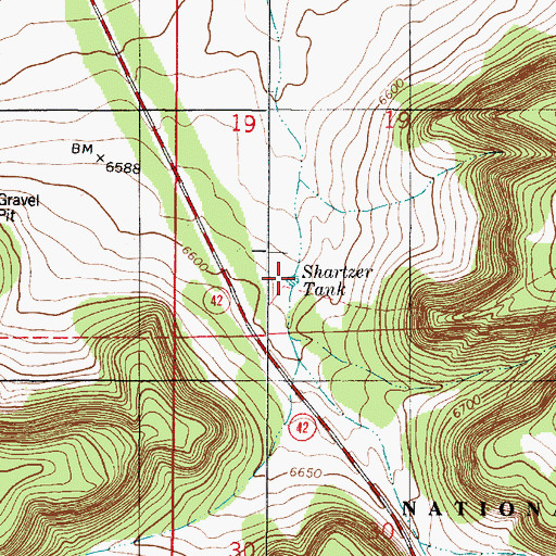 Topographic Map of Shartzer Tank, NM