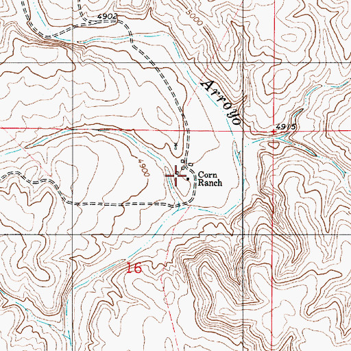 Topographic Map of Corn Ranch, NM