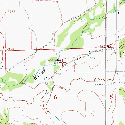 Topographic Map of Gonzales Cemetery, CO