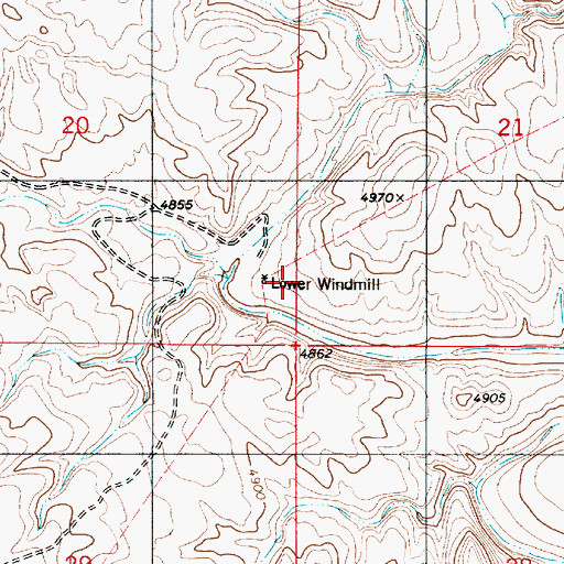 Topographic Map of Lower Windmill, NM
