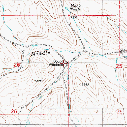 Topographic Map of Double Windmills, NM