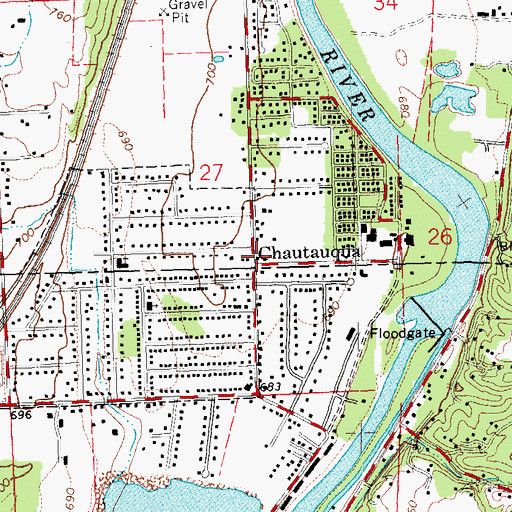 Topographic Map of Chautaugua Post Office (historical), OH