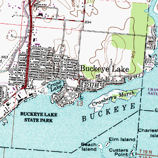 Topographic Map of Buckeye Lake Post Office (historical), OH
