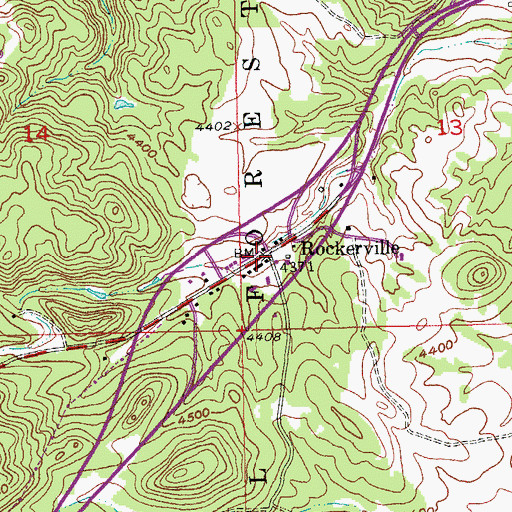 Topographic Map of Rockerville Post Office (historical), SD