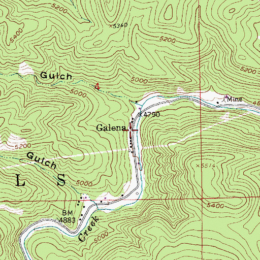 Topographic Map of Camp Galena Post Office, SD