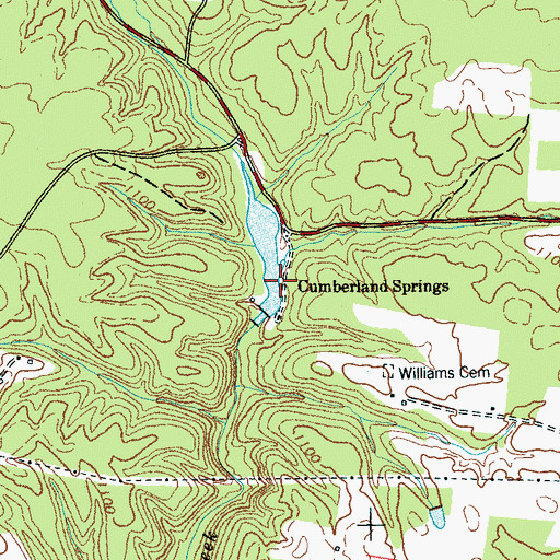 Topographic Map of Cumberland Springs Post Office (historical), TN